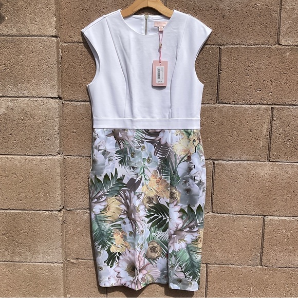 NWT Ted Baker Hanalee Woodland Printed Cap Sleeve Bodycon Dress Size 10 Sheath - Picture 8 of 15
